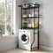 Black Carbon Steel Over-Washer Storage Shelf with 3 Layers, Hooks and Rod